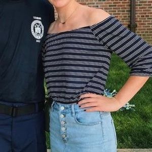 Striped off the shoulder top